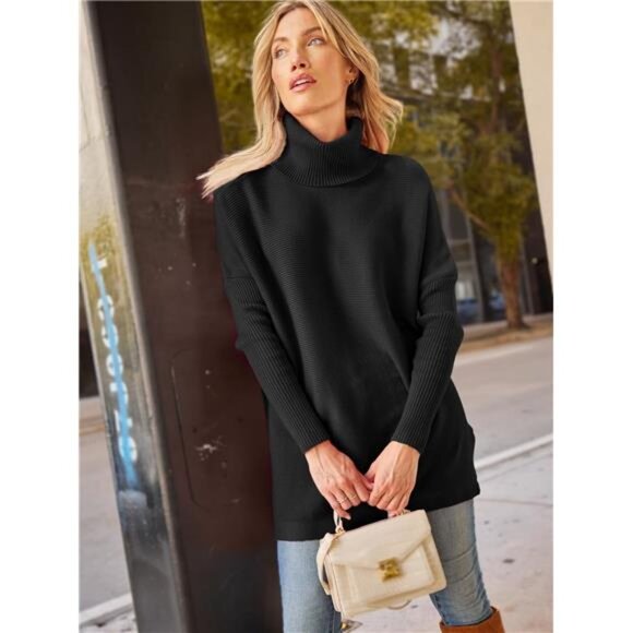 Cozy Oversized Turtleneck Sweater | Chic Ribbed Knit Pullover | Fall & Winter - Picture 3 of 7